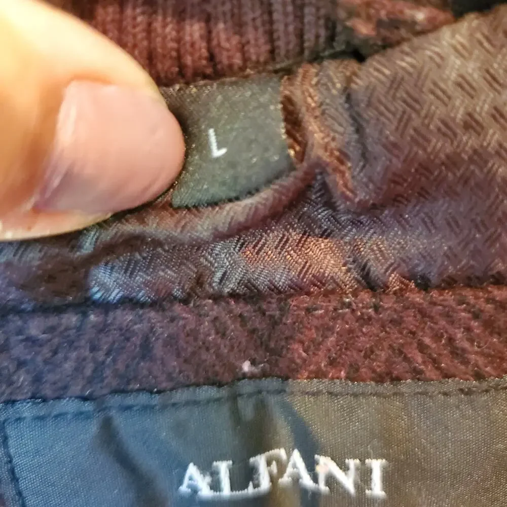 Alfani Men’s Full Zip Jacket Brown Large Casual Coat with Contrast Collar